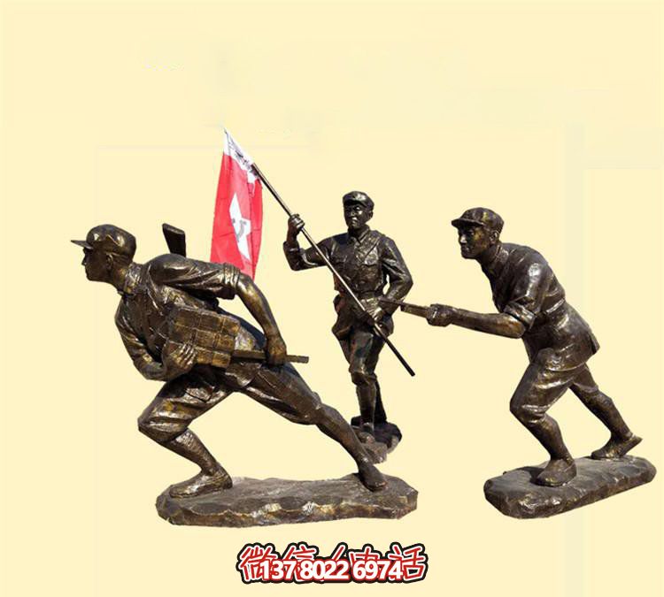 玻璃鋼八路軍雕塑，創(chuàng)意奔跑廣場(chǎng)裝飾