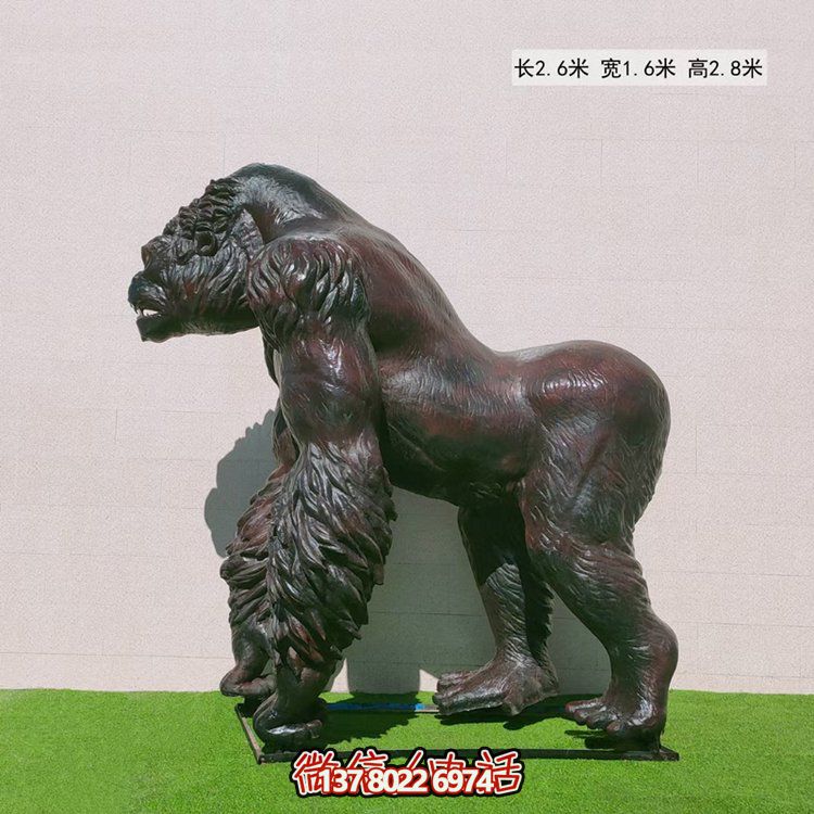 玻璃鋼仿真大猩猩動物雕塑，點綴游樂園游樂擺放
