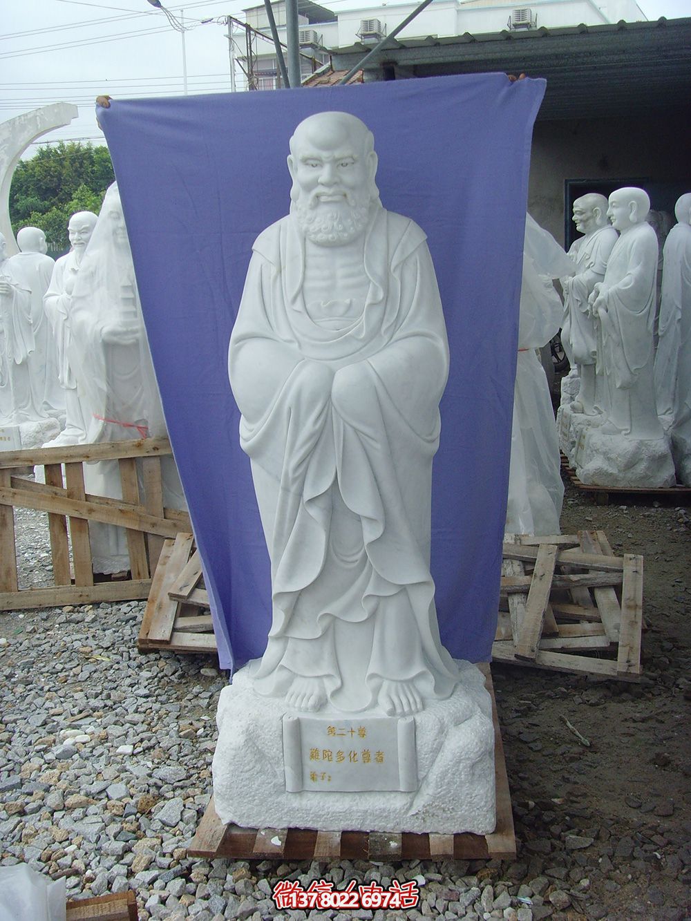 漢白玉制石雕十八羅漢雕塑，藝術擺件裝點廟宇