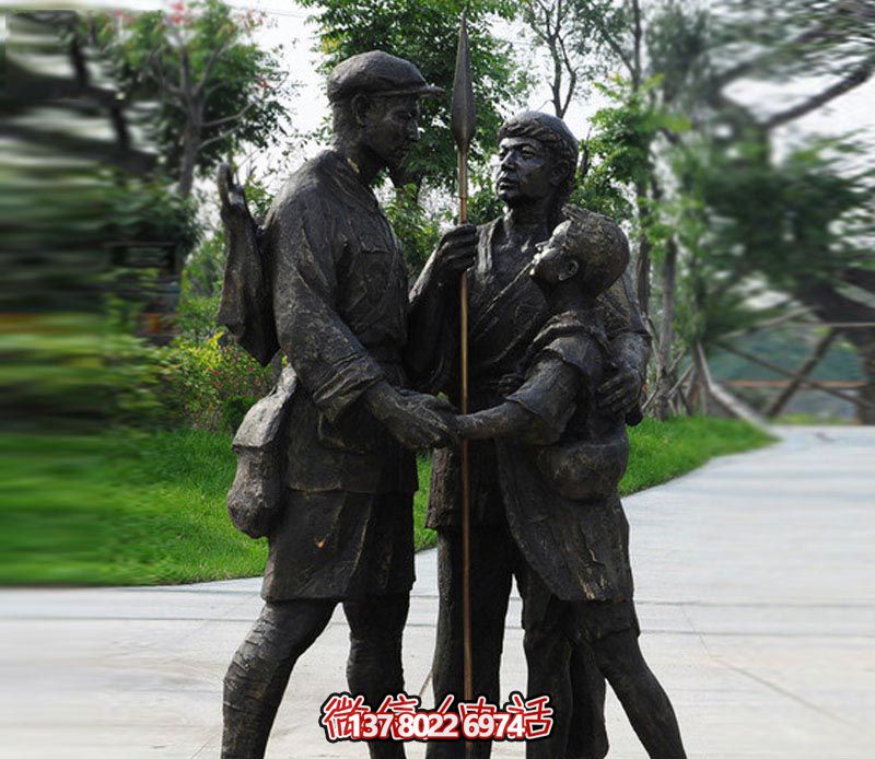 玻璃鋼仿銅創(chuàng)意農民和八路軍的雕塑 玻璃鋼仿銅創(chuàng)意農民和八路軍的雕塑