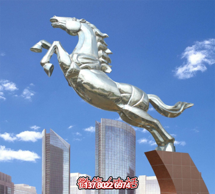 不銹鋼馬兒雕塑，鏡面騰空的馬兒雕塑，企業(yè)精神標(biāo)識(shí)標(biāo)志