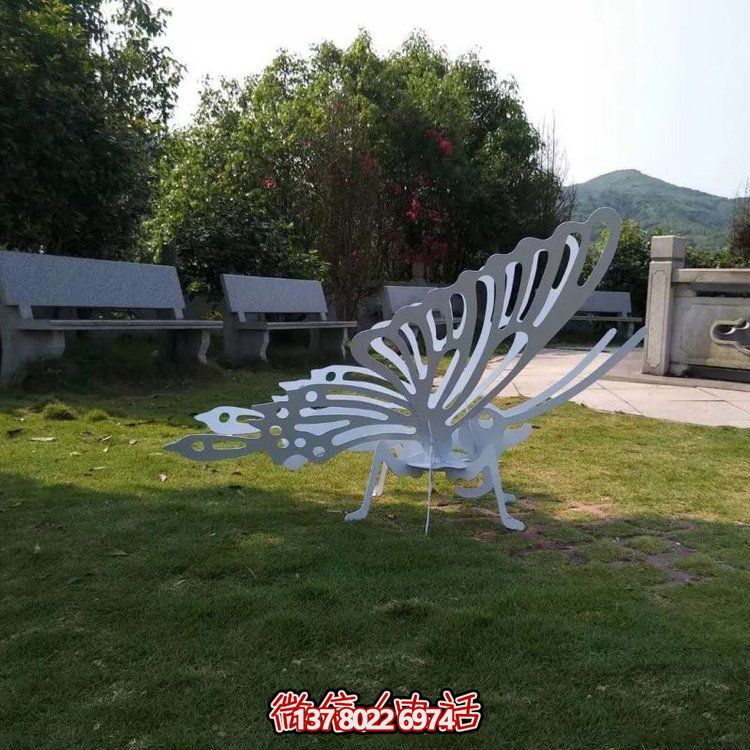 不銹鋼戶(hù)外園林抽象動(dòng)物景觀(guān)蝴蝶雕塑