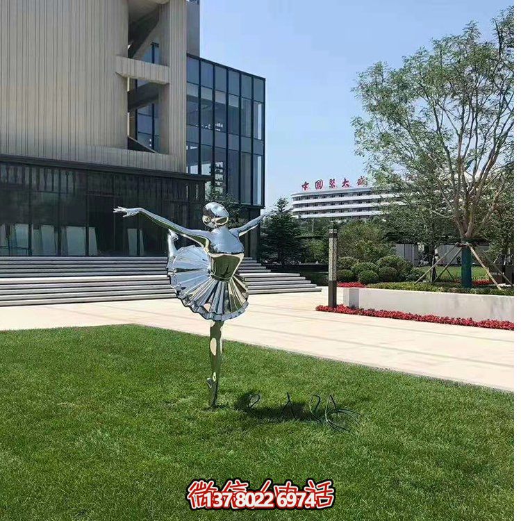 不銹鋼芭蕾女孩，鏡面跳舞女孩雕塑
