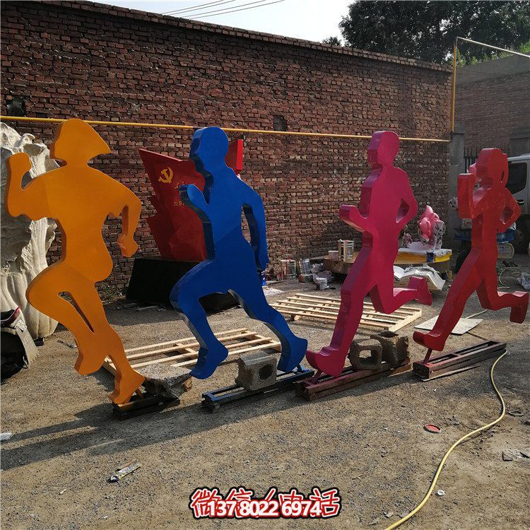 跑步，玻璃鋼剪影抽象人物運(yùn)動(dòng)雕塑