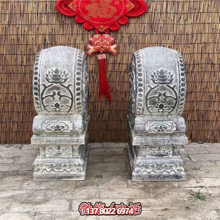青石仿古抱鼓石，大理石古建大門門墩