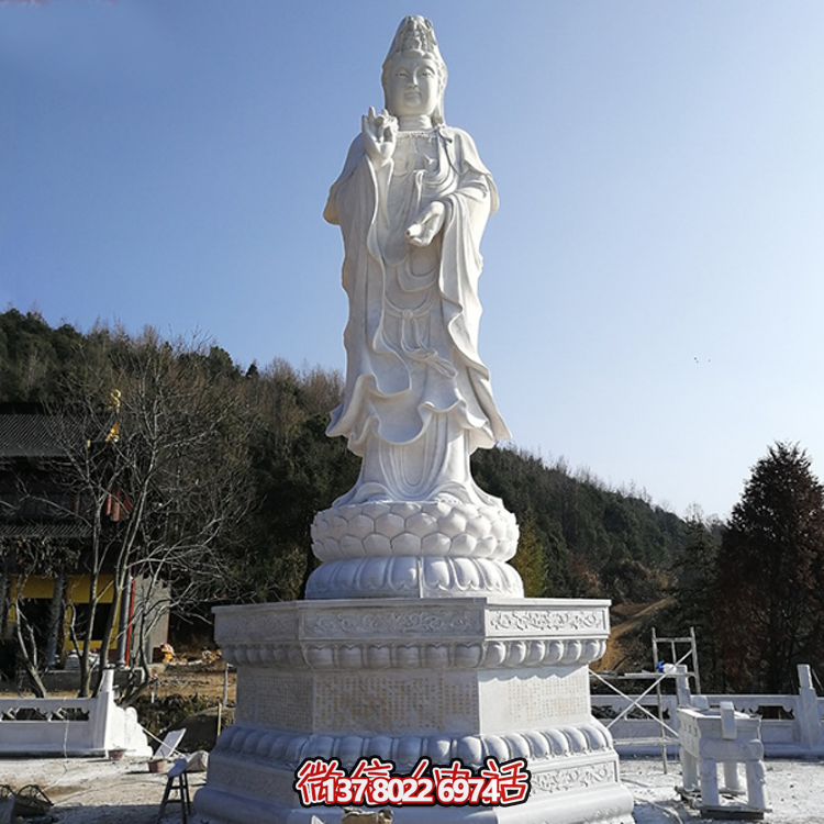 觀音佛像，漢白玉滴水觀音石雕石像