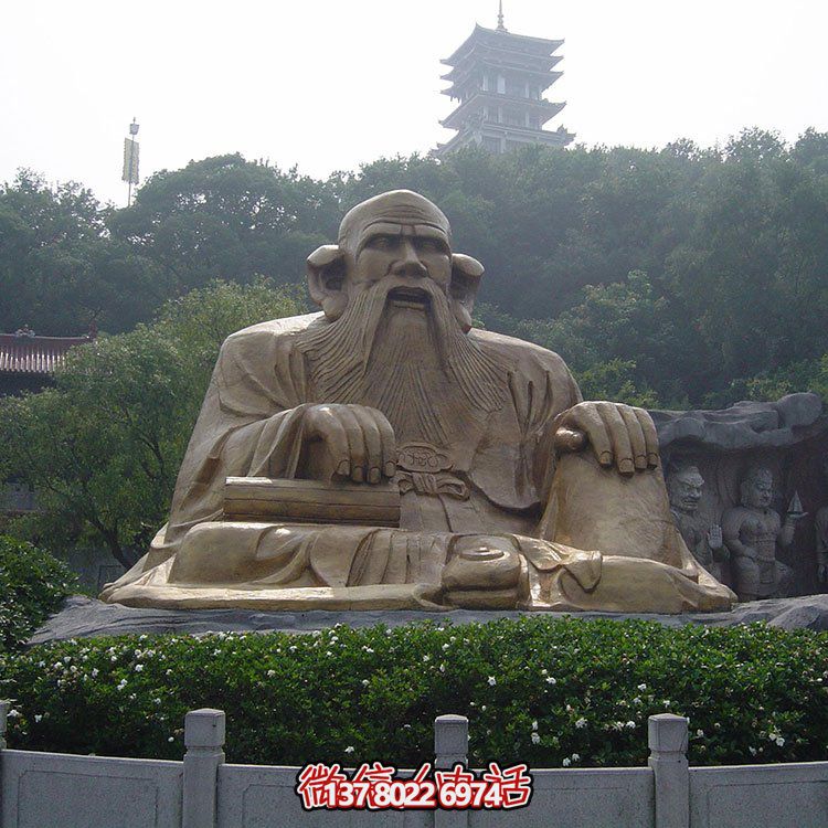廣場(chǎng)景區(qū)大型銅雕老子，戶外仿銅古代人物雕塑