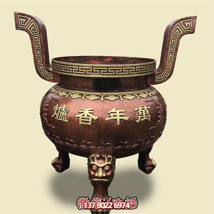 家用銅雕上香祈福鼎，香爐雕塑